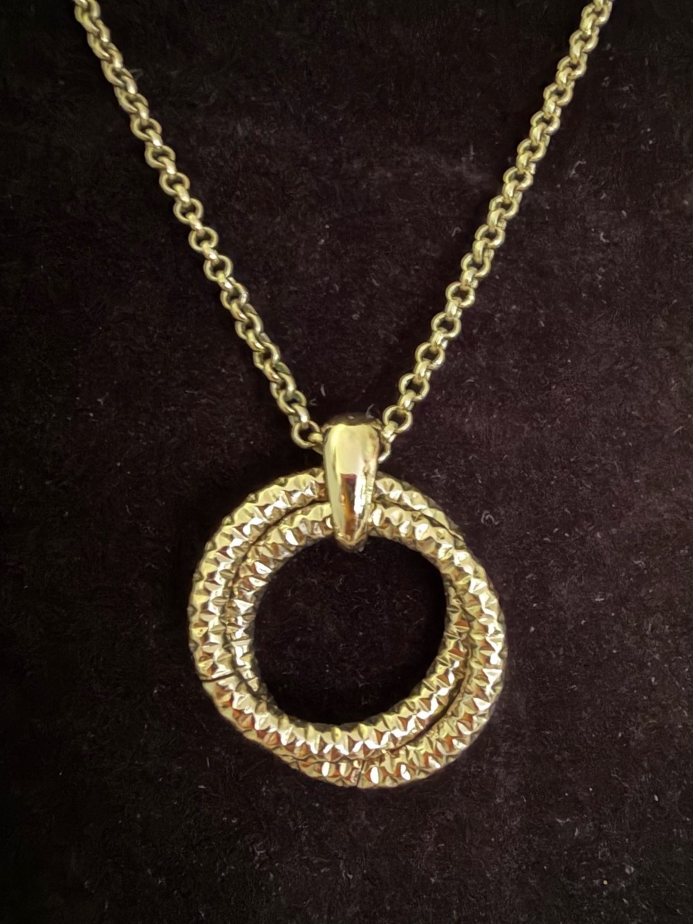 Gold-Tone Double Interlocking Circle Pendant Necklace - Women Jewelry - Picture 2 of 4